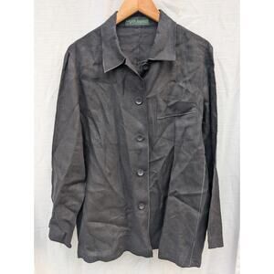 Harve Benard By Benard Holtzman Womens Linen Button Down Shirt L/XL Exposed Seam